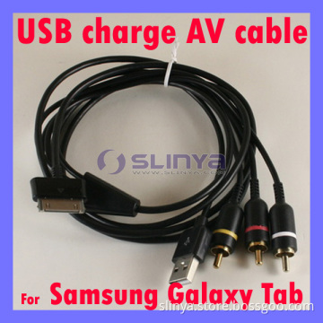 Tab P1000 USB Charger AV Audio Video Cable Connector for Samsung Galaxy (SL-C36)